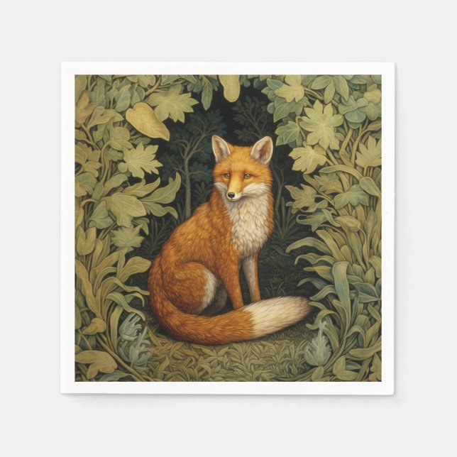 Servilleta De Papel Fox en el bosque, estilo Art Nouveau (Anverso)