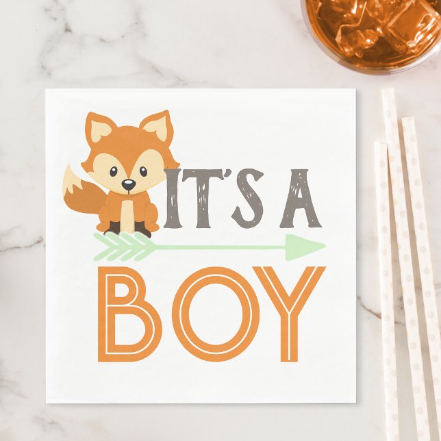 Servilleta De Papel Fox It's A Boy Woodland Baby Shower Paper Napkins (Subido por el creador)