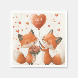 Servilleta De Papel Fox Love Design with Personalizable Initials