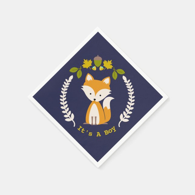 Servilleta De Papel Fox Modern Boy Baby Shower Napkins (Borde)