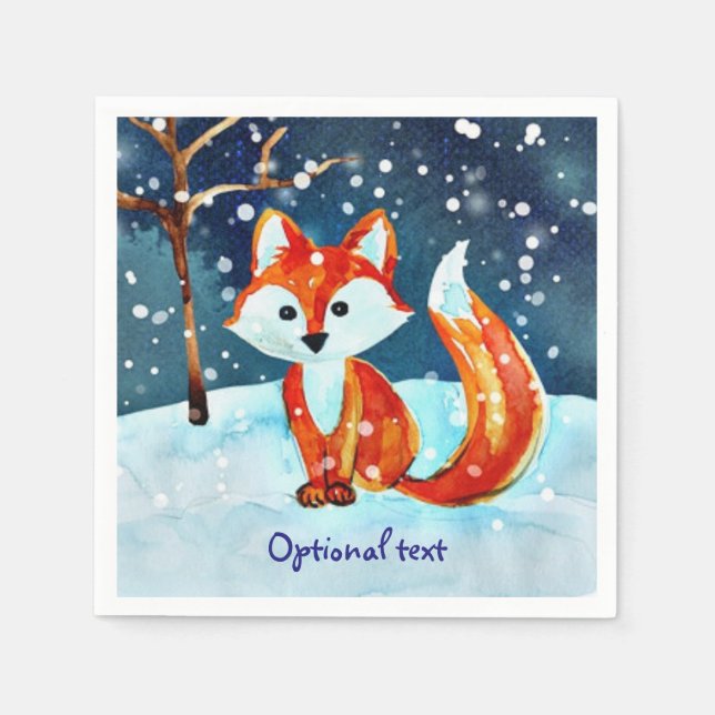 Servilleta De Papel Fox roja en nieve (Anverso)
