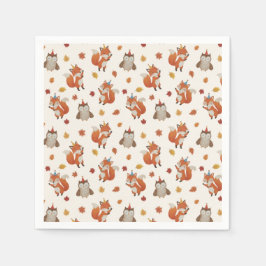 Servilleta De Papel Foxes and Owl Woodland Fall Kids Birthday Party