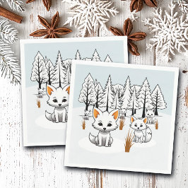 Servilleta De Papel Foxes Árticos - Paisaje invernal