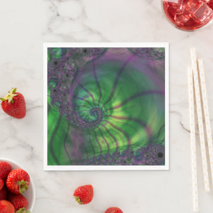 Servilleta De Papel Fractal con espiral verde y púrpura