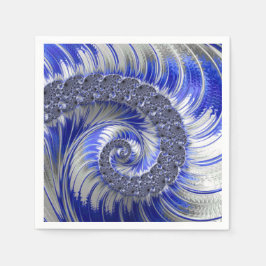 Servilleta De Papel Fractal de espiral blanca gris azul moderno