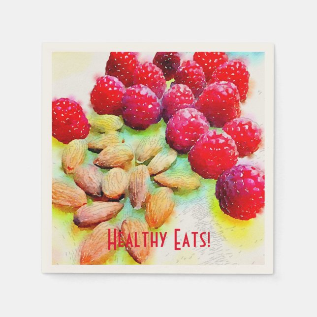 Servilleta De Papel Frambuesas y acuarela de Almonds (Anverso)