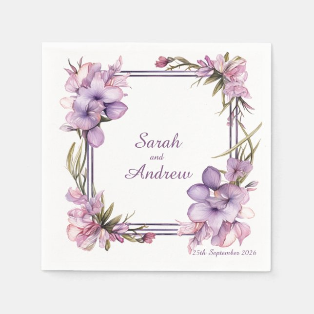 Servilleta De Papel Framing de la Flor Lilah: toallas Bodas personaliz (Anverso)