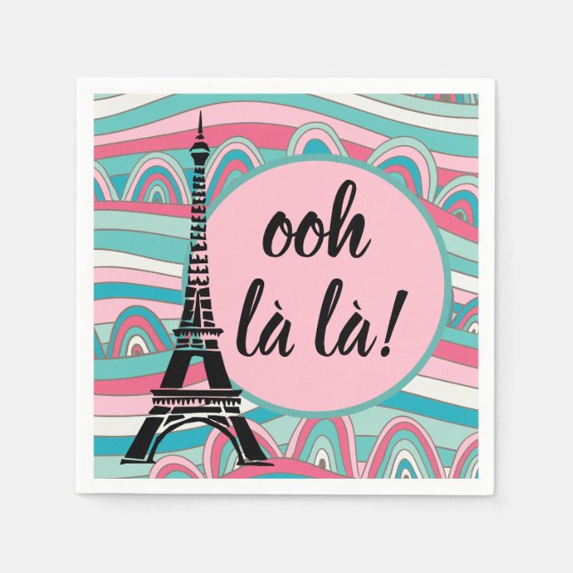 Servilleta De Papel ¡Francés Ooh la la!/ Monograma con Torre Eiffel (Anverso)