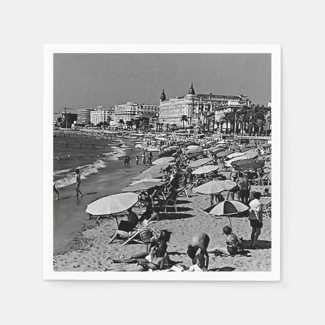 Servilleta De Papel Francia vintage Cannes la playa (Anverso)