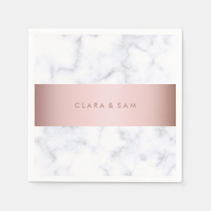 Servilleta De Papel franja de imitación de oro de rosa de mármol blanc