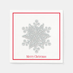 Servilleta De Papel Franja roja de plata del copo de nieve de las