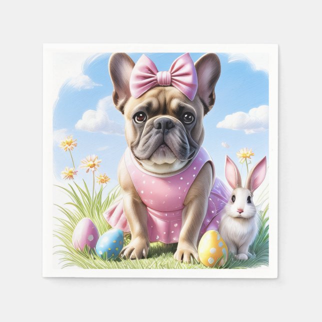 Servilleta De Papel Französische Bulldogge Frohe Ostern French Bulldog (Anverso)