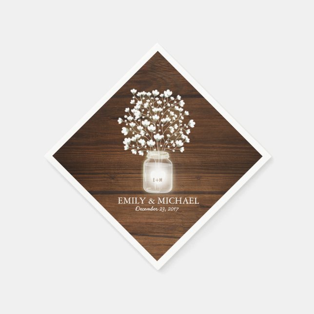 Servilleta De Papel Frasco rústico de albañil floral (Borde)