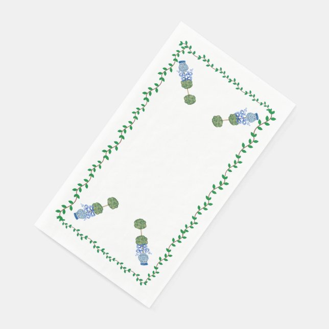 Servilleta De Papel Frascos de jengibre azul Jar Topiario Vid  (Esquina)