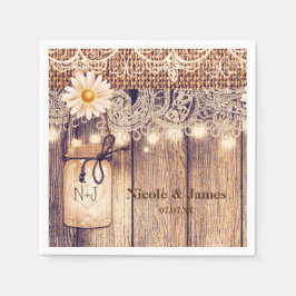 Servilleta De Papel Frascos de Mason Iluminados Rústicos Daisies & Lac