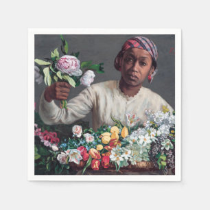 Servilleta De Papel Frederic Bazille - Mujer joven con peonías