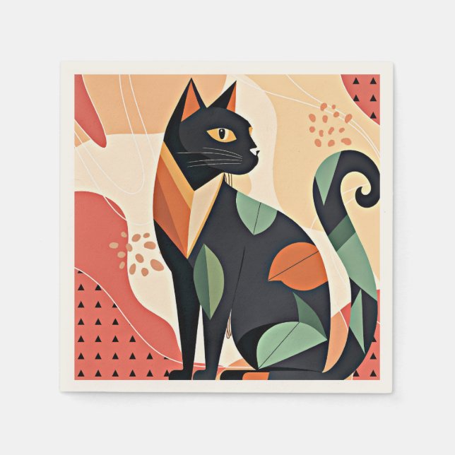 Servilleta De Papel Frederick el gato, moda boho, (Anverso)