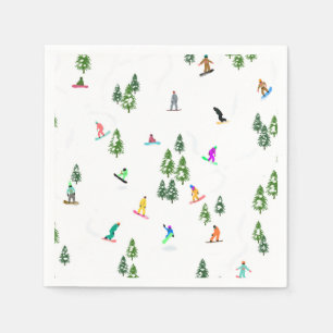 Servilleta De Papel Freeride Snowboarder Ilustracion Snowboarding