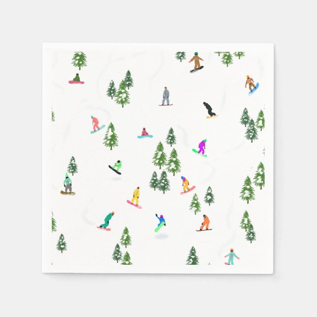 Servilleta De Papel Freeride Snowboarder Ilustracion Snowboarding (Anverso)