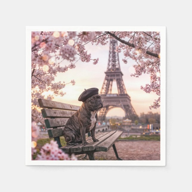 Servilleta De Papel French Bulldog In Paris (Anverso)