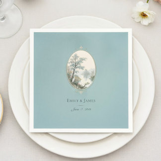 Servilleta De Papel French Heron Dusty Blue Wedding Invitation Napkin