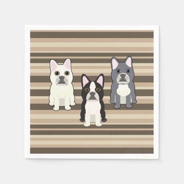 Servilleta De Papel Frenchies Neutral Striped (Anverso)