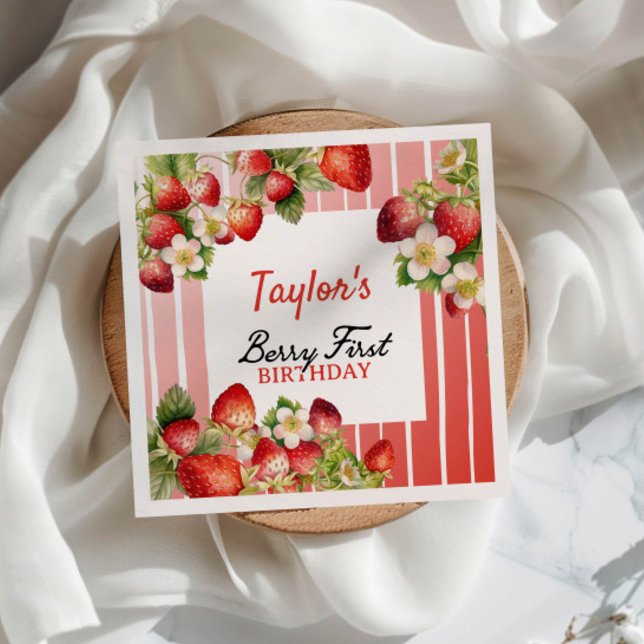 Servilleta De Papel Fresa 1º cumpleaños (Subido por el creador)