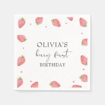 Fresa acuarela Primer cumpleaños Fiesta Berry