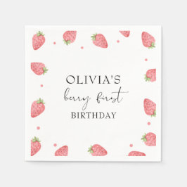 Servilleta De Papel Fresa acuarela Primer cumpleaños Fiesta Berry
