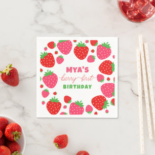 Servilleta De Papel Fresa Berry Primeros Napkins de Papel de Cumpleaño