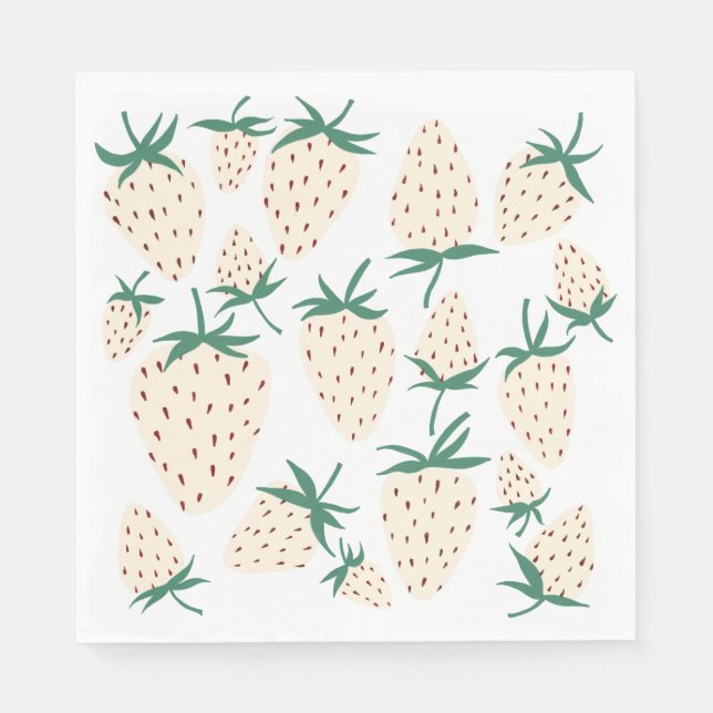 Servilleta De Papel Fresa Blanca Pineberry Cumpleaños de Boda Personal (Anverso)