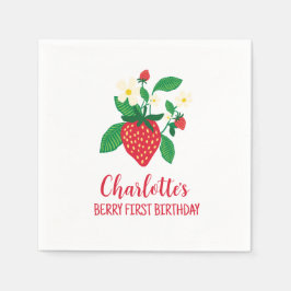 Servilleta De Papel Fresa caprichosa con detalles florales