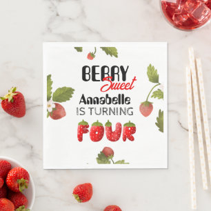 Servilleta De Papel Fresa Cuarto Cumpleaños