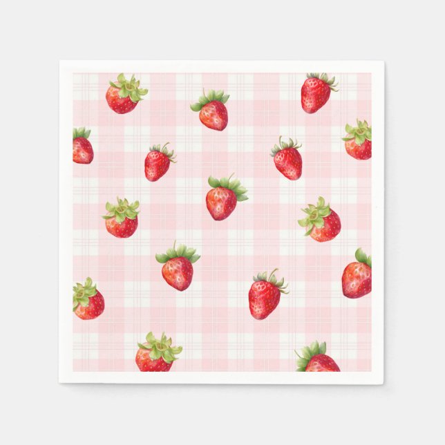 Servilleta De Papel Fresa Dulce pañal Rústico Bebé Chica Ducha (Anverso)