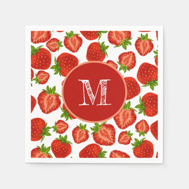 Servilleta De Papel Fresa Fresas Patrón Rojo (Anverso)