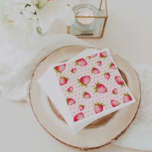 Servilleta De Papel Fresa Fruta Rosa Verde Fiesta