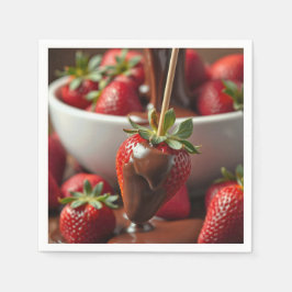 Servilleta De Papel Fresa Madura Bañada En Chocolate