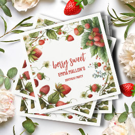 Servilleta De Papel Fresa primer cumpleaños Berry primero