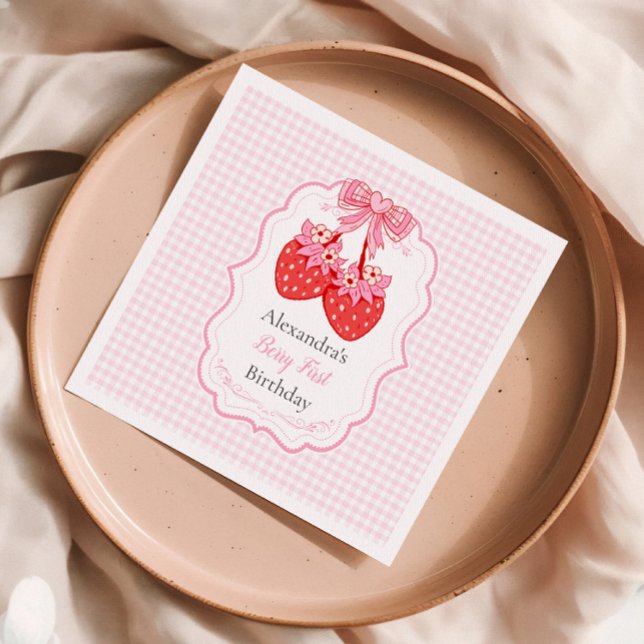 Servilleta De Papel Fresa primer cumpleaños Fiesta Berry primero (Subido por el creador)