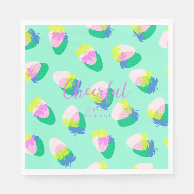 Servilleta De Papel Fresa Verde azulada (Anverso)