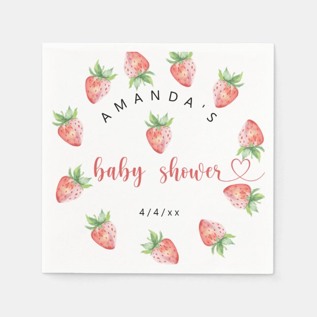 Servilleta De Papel Fresas - Baby shower (Anverso)
