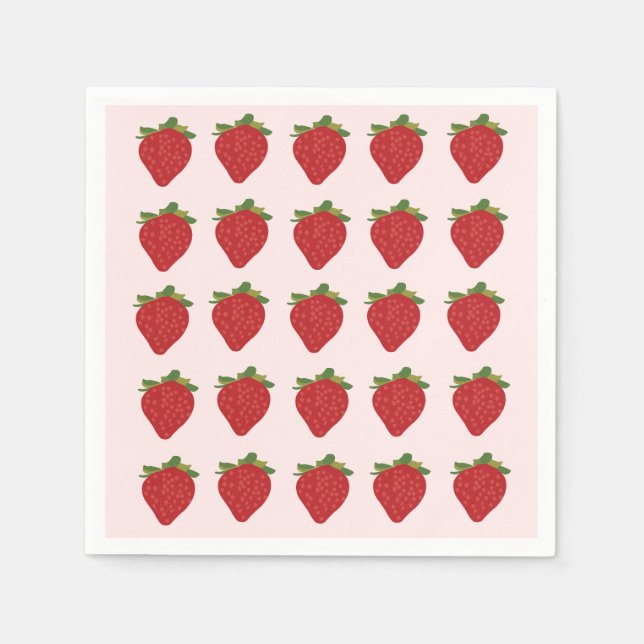 Servilleta De Papel Fresas Berry Sweet Birthday Party Strawberries (Anverso)