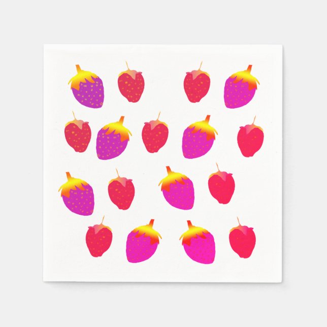 Servilleta De Papel Fresas, Cocktail Napkin Fiesta Jardín (Anverso)
