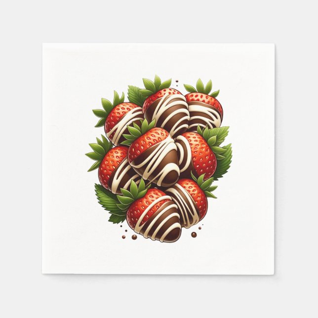 Servilleta De Papel Fresas de Chocolate Postre de Fresa Fiesta (Anverso)