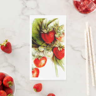Servilleta De Papel Fresas de cosecha antigua