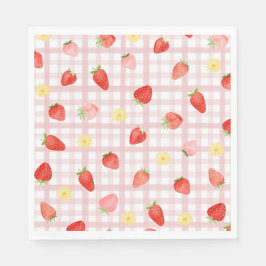 Servilleta De Papel Fresas Gingham Paper Napkins