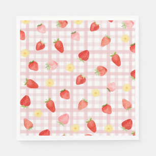 Servilleta De Papel Fresas Gingham Paper Napkins