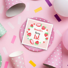 Servilleta De Papel Fresas primer cumpleaños berry primero