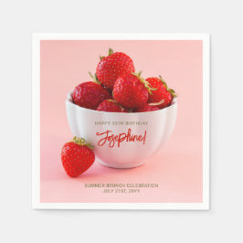 Servilleta De Papel Fresas Rojas En Un Tazón Brunch De Verano Cumpleañ