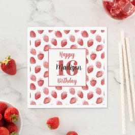 Servilleta De Papel Fresas Rojas Fruta Cumpleaños 16